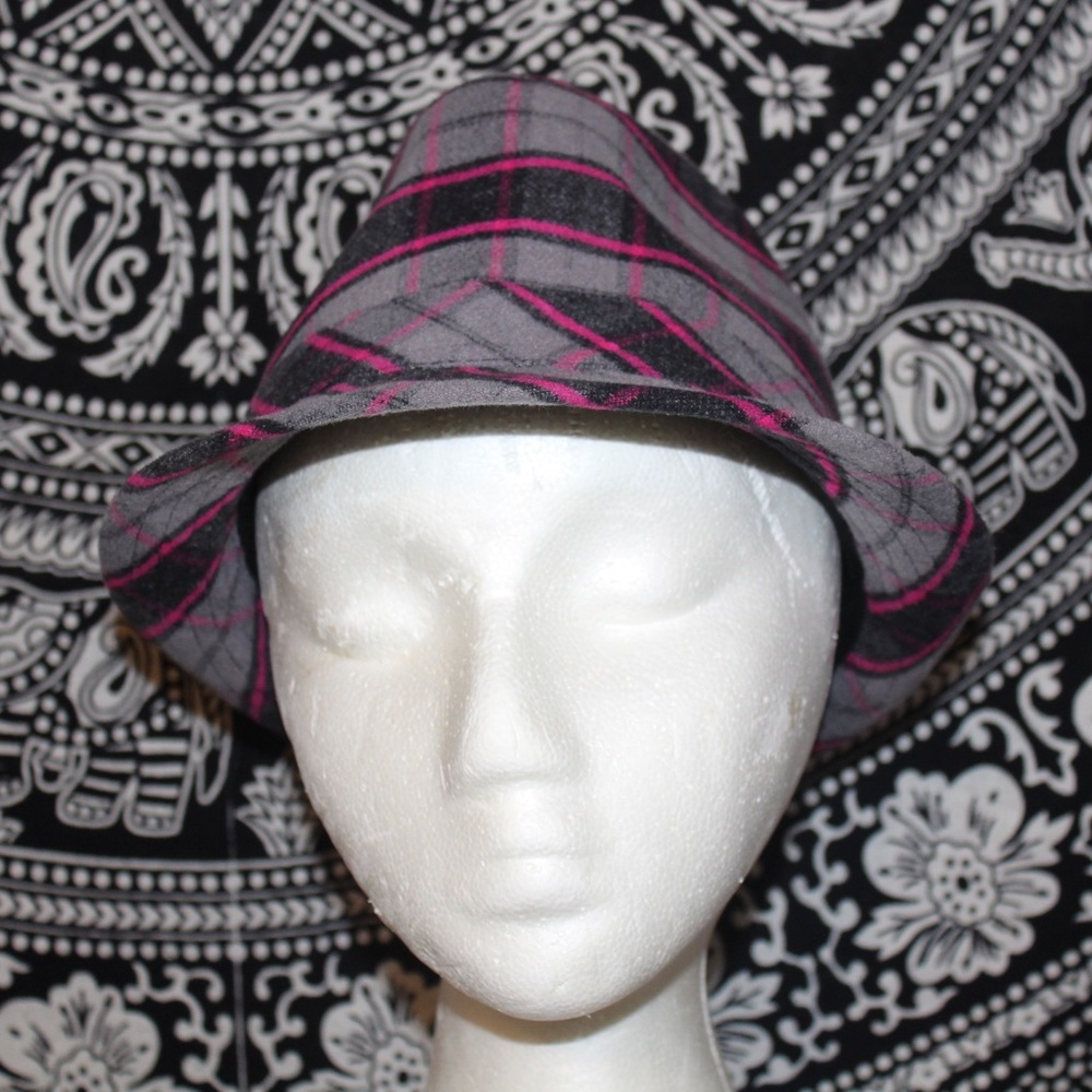 Pink, Black, Grey Plaid Fedora